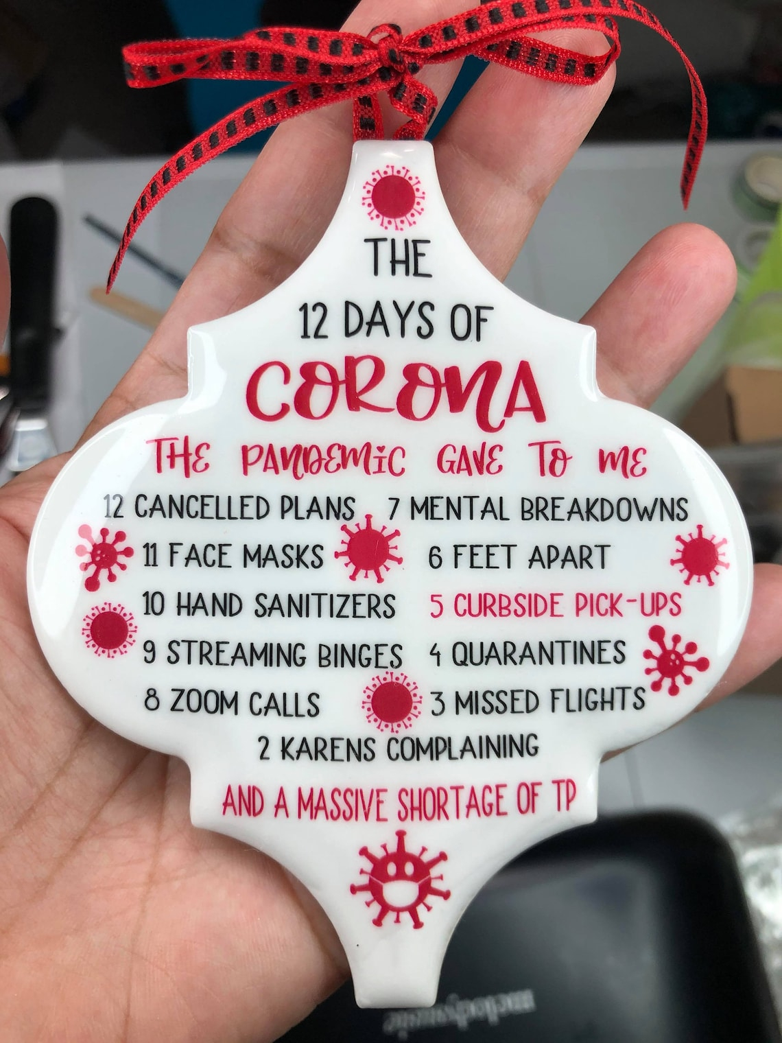 12 Days Of Corona Lowes Tile Ornament PNG Covid Arabesque Etsy
