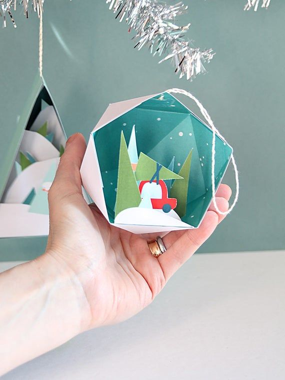 3D Christmas Ornaments 2 4 In A Set Printable Paper Etsy Paper 