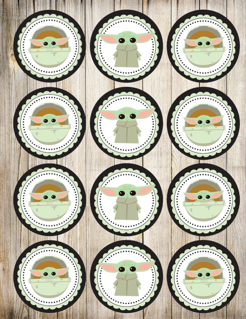 Baby Yoda Printable Birthday Cupcake Toppers Or Tags Etsy