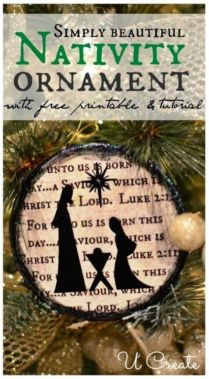 Beautiful Nativity Ornament Tutorial free Printable Too U Create 