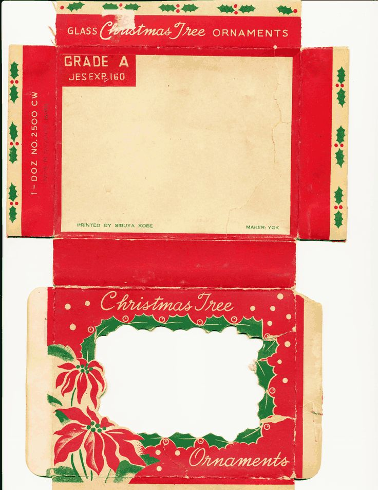 Box Template Vintage Ornaments Christmas Prints Christmas Ephemera