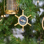 Brass Ship s Wheel Compass Nautical Christmas Tree Ornament Nautical