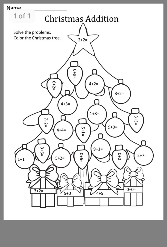 Christmas Addition Worksheets For Kindergarten Worksheet24