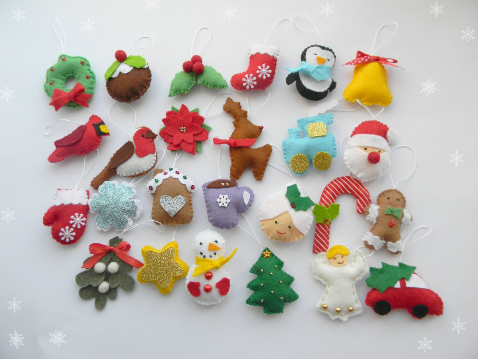 Christmas Felt Ornaments Set 25 Advent Calendar Ornaments Tree Etsy