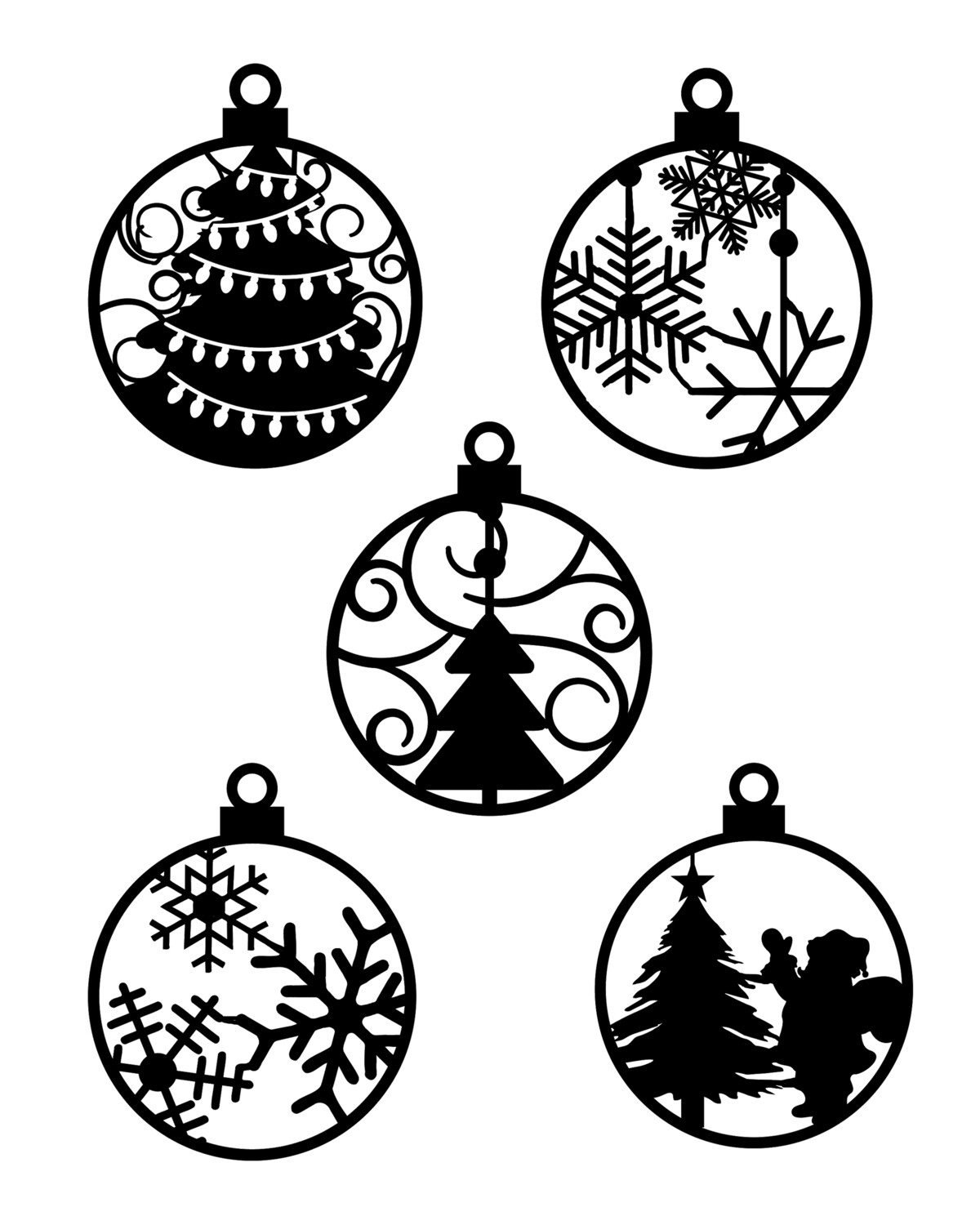 Christmas Ornaments 8x10 Stencil