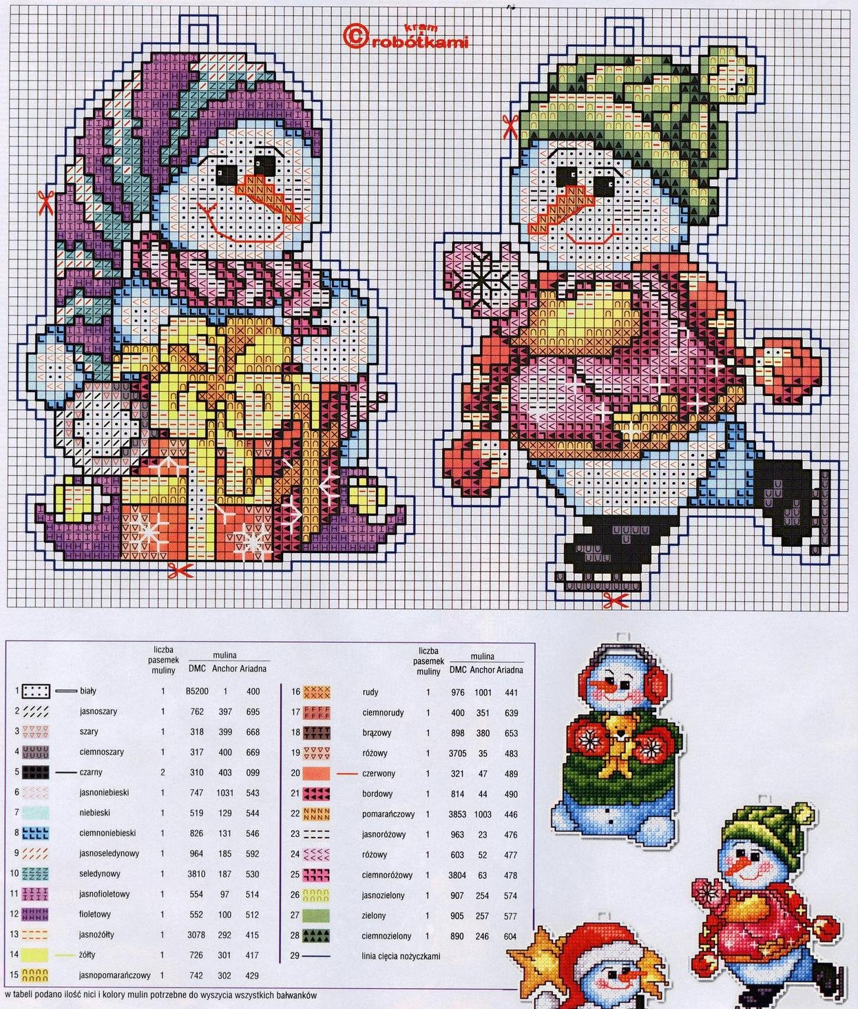 Christmas Tree Ornament Crafts Snowman Cross Stitch Kits