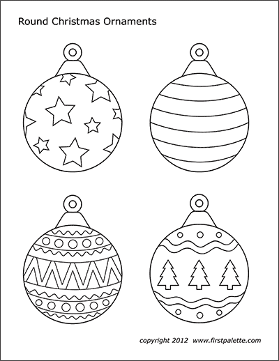 Christmas Tree Ornaments Free Printable Templates Coloring Page 