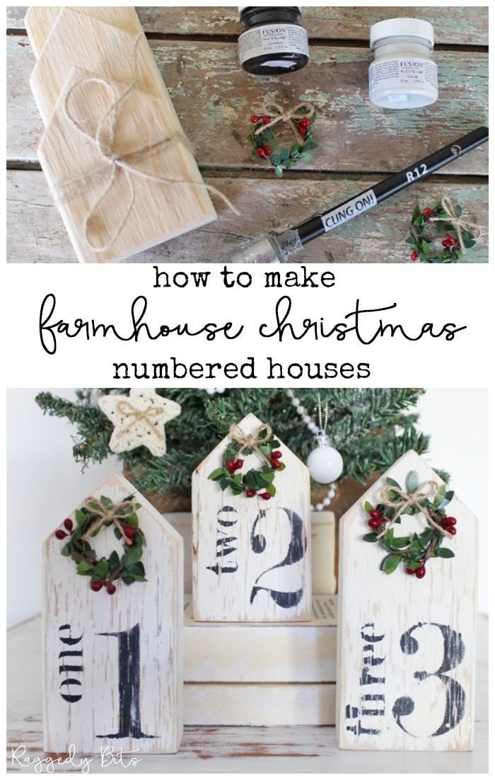 Farmhouse Numbered Christmas House Ornaments Raggedy Bits Farmhouse 