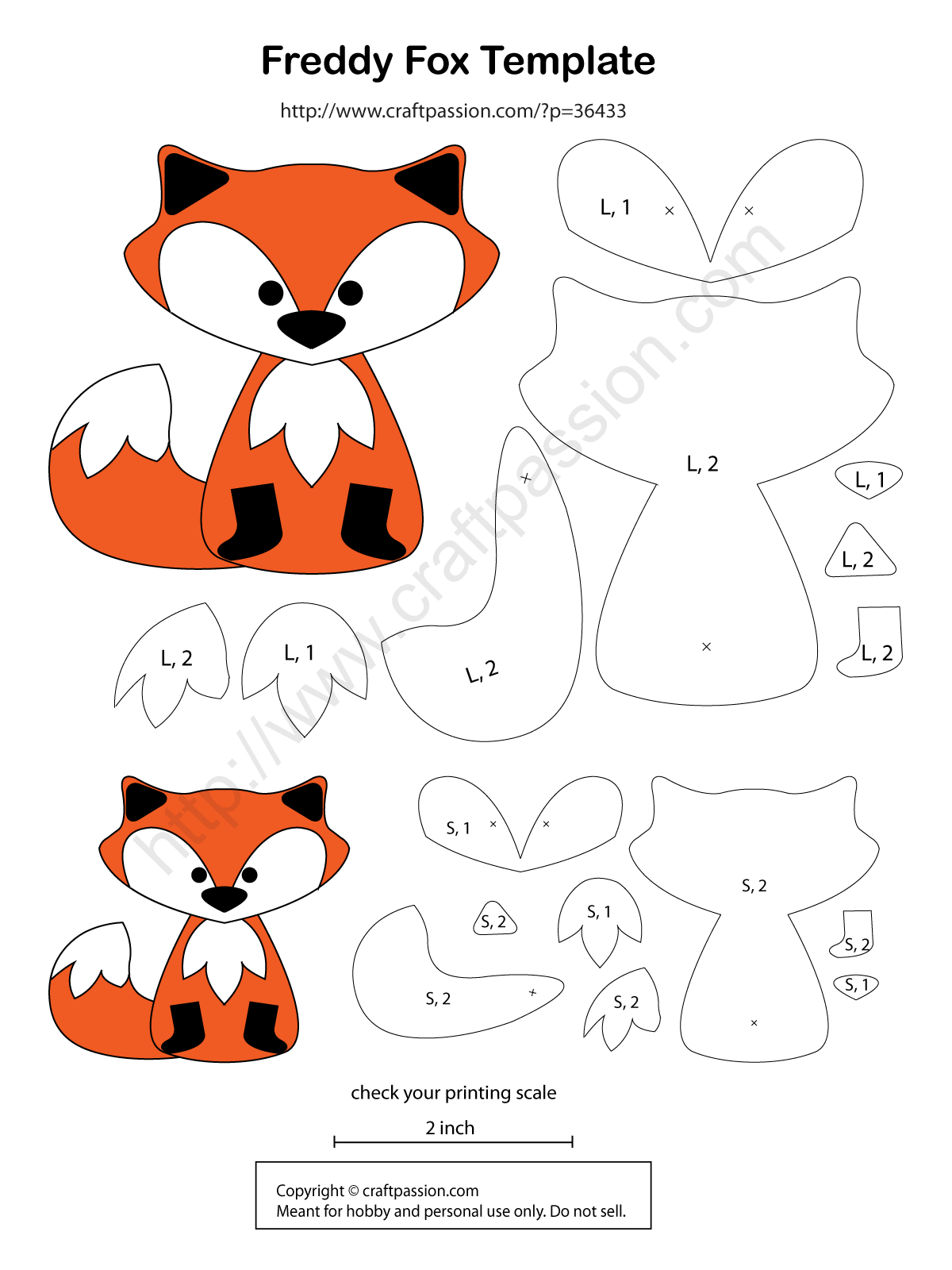 Fox Pattern Freddy Free Pattern Tutorial Craft Passion Felt 