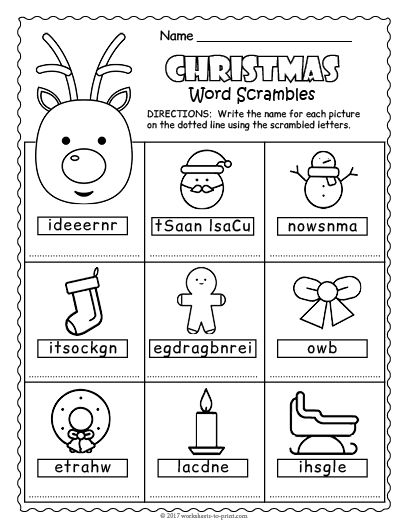 Free Printable Christmas Word Scramble Holiday Worksheets Christmas 