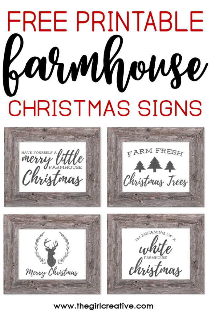 Free Printable Farmhouse Christmas Signs The Girl Creative In 2020 