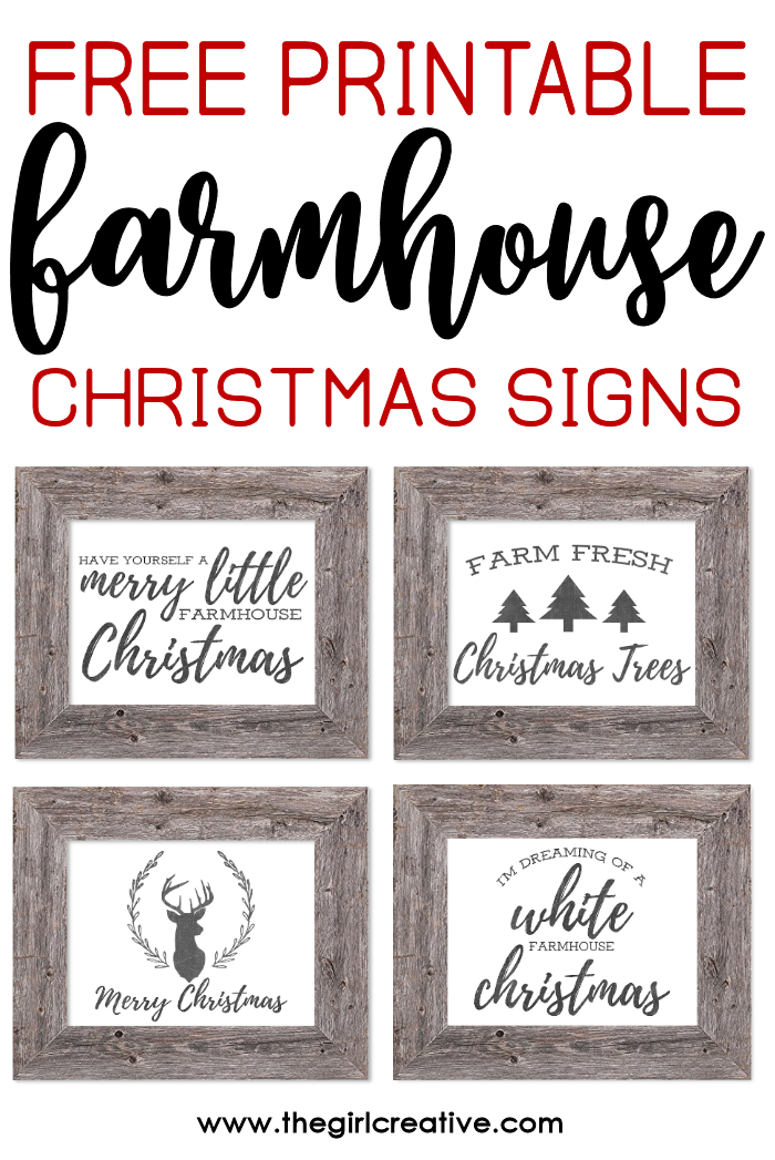 Free Printable Farmhouse Christmas Signs The Girl Creative In 2020