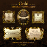 Gold Decorative Ornament Labels Vector Free Download