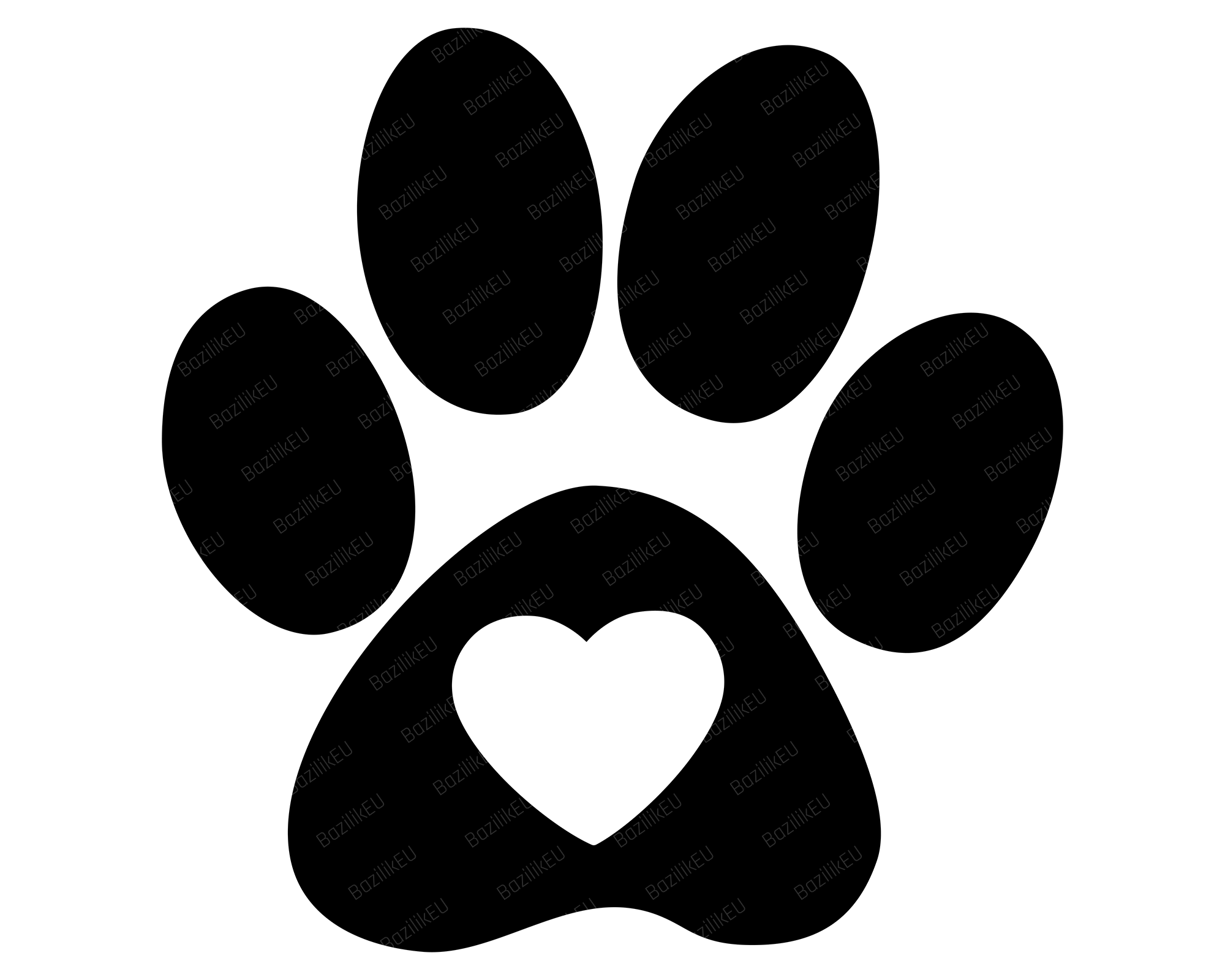 Heart Paw Print SVG Cat Paw Print Tiger Paw Print Pet Paw Print