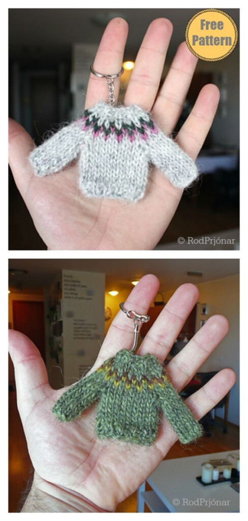 Mini Sweater Ornament Keychain Free Knitting Pattern startknittingf 