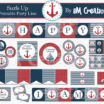 Nautical Birthday Party Printable Decorations Instant Download 5M