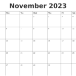 November 2023 Printable Calenders