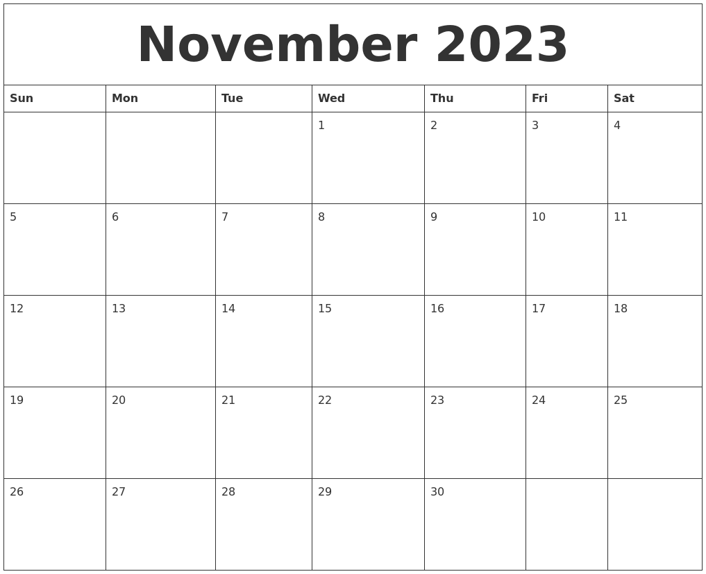 November 2023 Printable Calenders