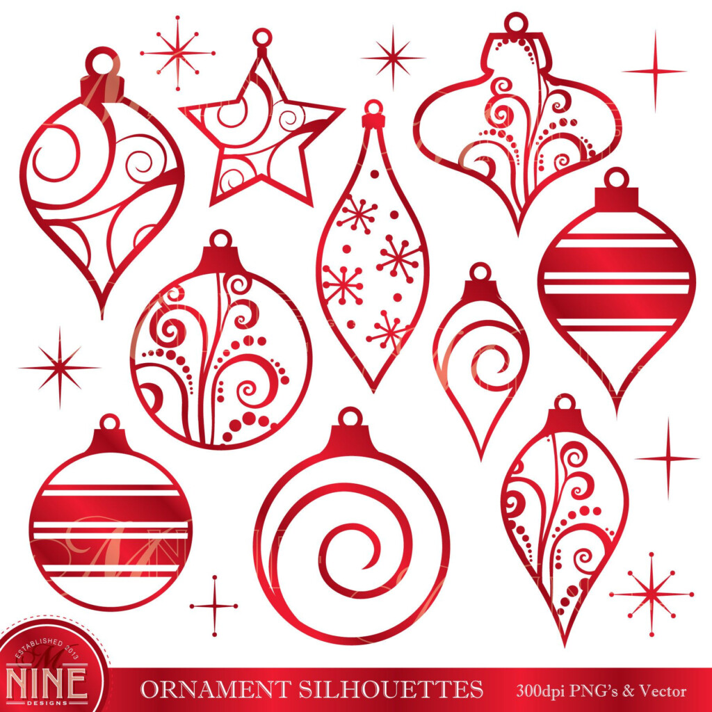 ORNAMENTS Clipart Red Christmas Ornaments Clip Art Vector Etsy In 