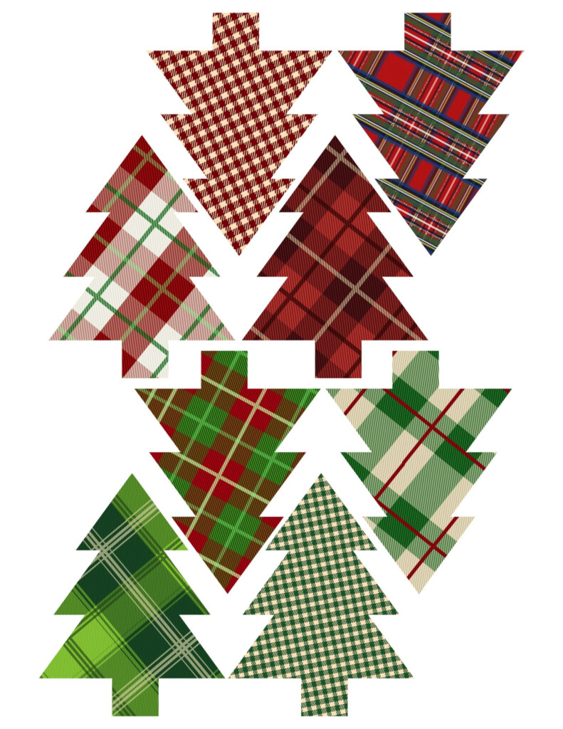 Plaid Christmas Tree Ornaments Printable Paper Trail Design 