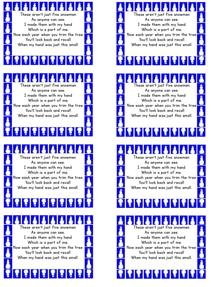 Snowman Printable Gift Tag Poem Printable Snowman Snowman Poem 